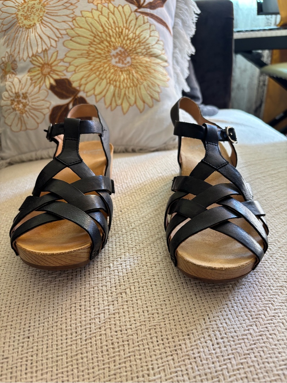 Dansko Tinley Fisherman Wedge Sandals Black Leather Size EU 40 - Picture 8 of 14